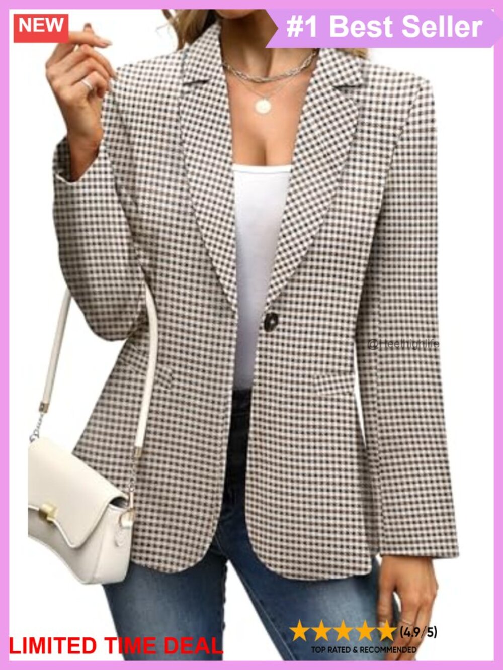 Women's Slim Fit Business Casual Blazer Long Sleeve Notch Collar Suit Jacket